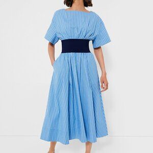 NWT STAUD Azure Pinstripe Amy Dress Size L